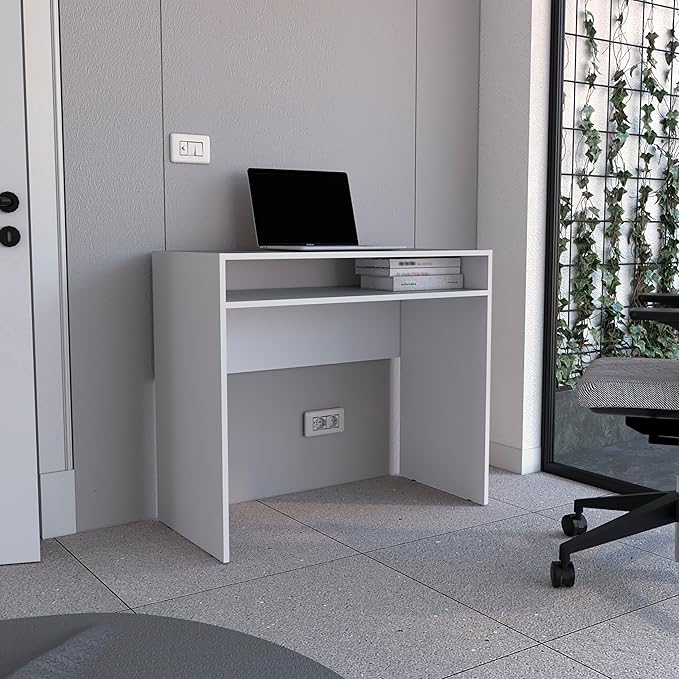 Stella 35 Wide Writing Desk with Shelf for Home Office Bedroom Living Room - Compact Space-Saving Desk with Open Storage