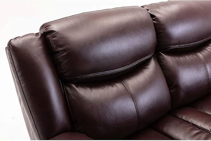 Familymill Breathable Leather Manual Reclining 3-Seat Sofa for Living Room/Office/RV