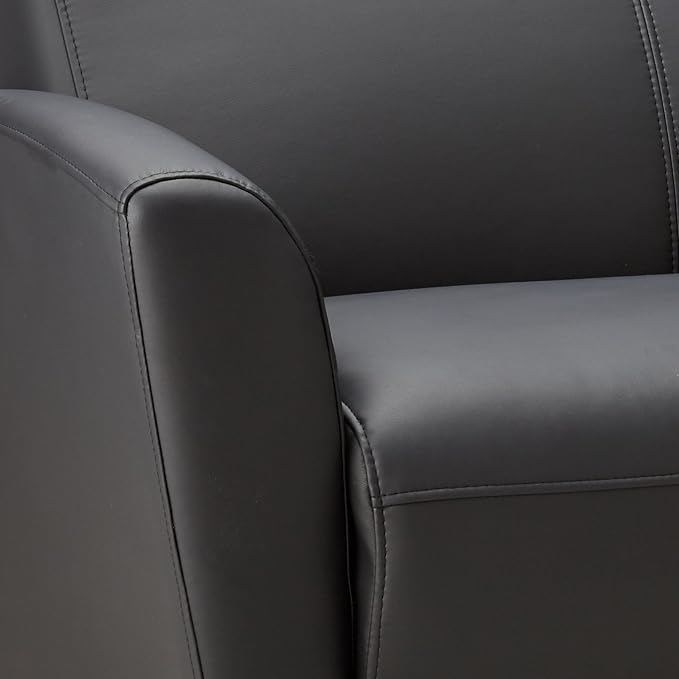 Lorell Accession Reception Loveseat 55 x 22 x 31.25 Black Bonded Leather with Mahogany Legs