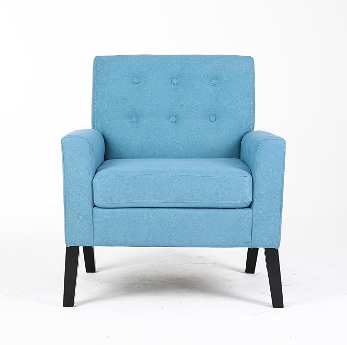Fabric Accent Chair for Living Room Bedroom Button Tufted Upholstered Comfy Reading Accent Chairs Sofa (Blue)