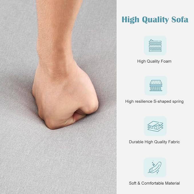 IDEALHOUSE 2024 New Futon Linen Sofa Bed - Compact and Stylish Sofa for Small Spaces - Foldable Double Sofa Furniture for Living Room Bedroom Dormitory - Linen