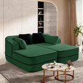 Double Chaise Lounge Chair Indoor Teddy Fabric Boneless Sofa Deep Recliner with 32D High-Resilience Foam Wide Arms for Home Theater ApartmentGreen