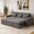 Ahomly 87 Convertible Sleeper Sofa Bed with Pull-Out Design Adjustable Backrest Wide Armrests with Storage Comfortable Pillows – Perfect for Small Spaces (Dark Grey)