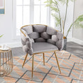 Polibi Modern Velvet Accent ChairDining Chair Single Sofa Chair Leisure Lounge Chairs with Golden Metal Frame Legs Living Room Furniture1PCS Gray