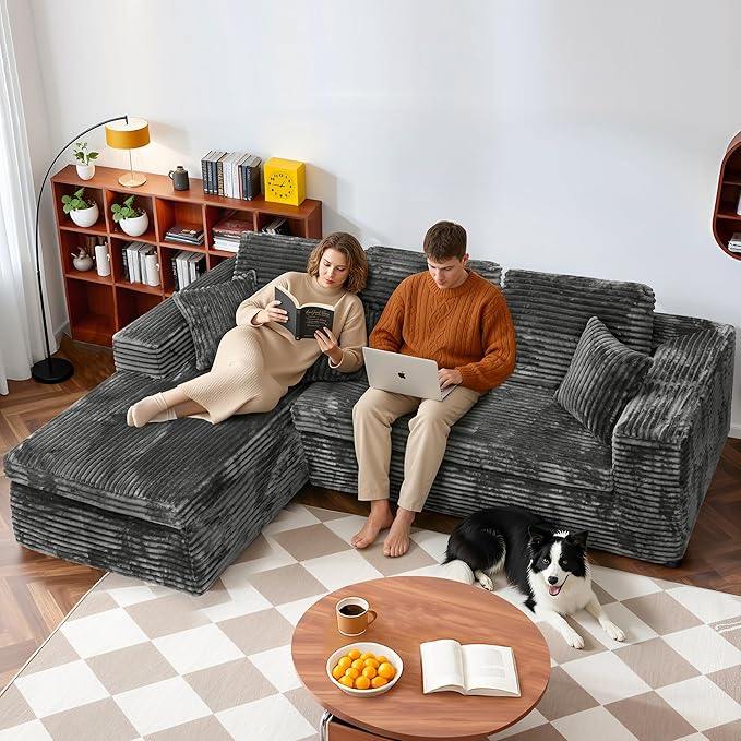 Extra Firm 108” Cloud Boneless Couches for Living RoomModular Sectional Cloud Couch with Deep Seat High-Resilience Foam/Sag-Resistant/Keeps its Form No Assembly Required(Left-Facing Chaise) | Exten