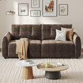 84.5 Inch Loveseat SofaModern Couch and SofaFeather-tip armrest DesignSturdy and Easy InstallationSmall Sofa for Living Room Bedroom Office and ApartmentChenille FabricDark Brown
