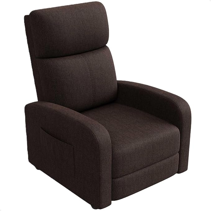 Garvee Recliner Chair for Adults PU Leather Lazy Recliner Ergonomic Adjustable Single Sofa Enhanced with Side Pocket Tall Back Wide Arms &amp Padded Seat Home Theater Seating for Living Room