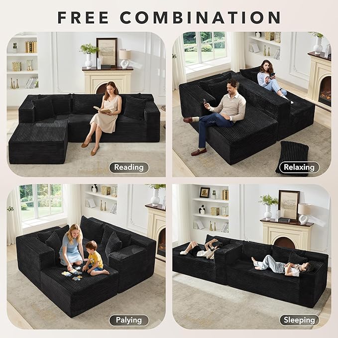 Garvee Modular Sectional Sofa Cloud Sectional Couch 106 Comfy Fluffy L Shaped Couches for Living RoomOversized Sofa Sleeper with Deep Seat No Assembly Required