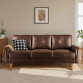 ovios Luxury 3 Seater Sofa with Faux LeatherMid-Century Modern Couch with Comfortable ArmrestComfy Couches with Deep SeatSmall Sofas for Living Room Bedroom (Dark Brown)