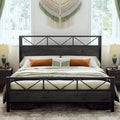 LIKIMIO King Bed Frame Tall Industrial Headboard 51.2  Platform Bed Frame with Strong Metal Support Solid and Stable Noise Free No Box Spring Needed Easy Assembly Charcoal Grey
