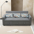 Convertible Sofa Bed Couch 4 Seat Iron Frame Sectional Couches for Living Room with Storage for Apartment Sleeper Sofa Couch with Pullout Bed Light Grey