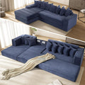 110 Boneless Couches for Living Room Cloud Modular Sectional Sofa Bed Customizable Convertible Sleeper Sofa Plush Corduory Folding Futon Floor Couch No Assembly(BlueLeft)