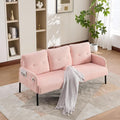 KEIKI 67 Corduroy Loveseat Sofa with Double Side Pockets &amp High Resilience Cushion Modern Style Upholstery Oversized 2-Seater Couch with Metal Legs Easy Assembly for Living Room Pink