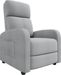 Premium Linen Manual Recliner Chair - High Backrest &amp Thick Cushion for Superior Comfort Adjustable Push Back Recliner with Side Pocket Gray Lounge Chair for Living Room &amp Bedroom