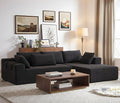KEIKI 108 L Shaped Chenille Modular Sectional Couches Sofa with 6 Pillows 4 Seater Oversized Upholstered Cloud Couch for Living Room Apartment Full Sponge Compression Black Left Chaise