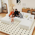 96 W Cloud Sectional Couch with OttomanModern U-Shaped Cloud Couch with Deep SeatComfy Corduroy 3-Seater SofaMemory Foam Sofa for Living RoomNo Assembly (WhiteLeft-Facing Chaise)