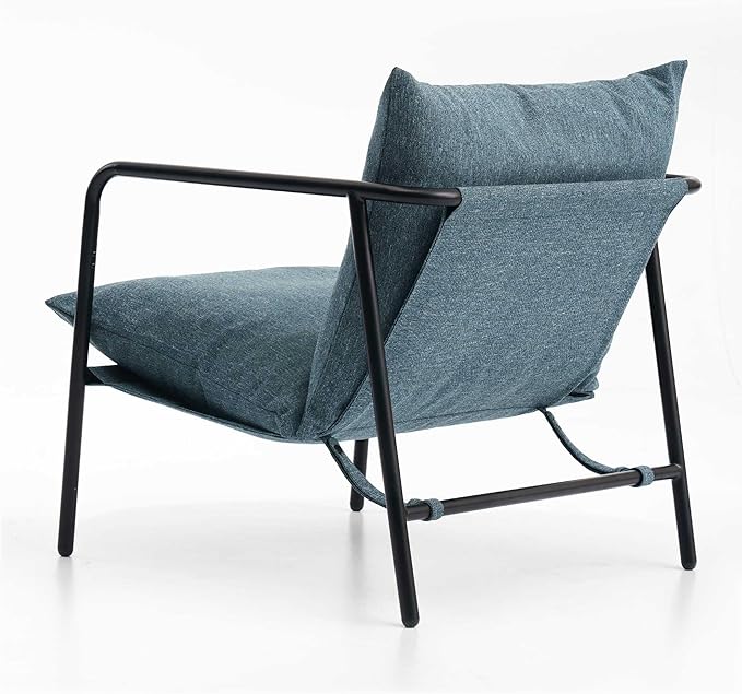 Mellow Wyn Sling Accent Chair with Arms/Casual Home Metal Framed Armchair with Plush Foam Cushions