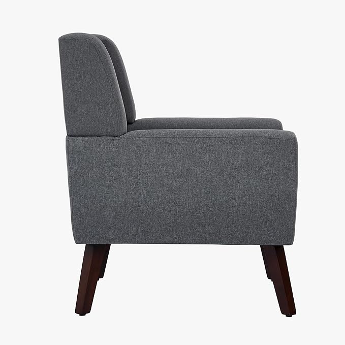 Accent Chair Comfy Mid Century Modern Small Armchairs with Solid Wood Frame and Soft Cushion for Living Room Bedroom (GreySet of 1)