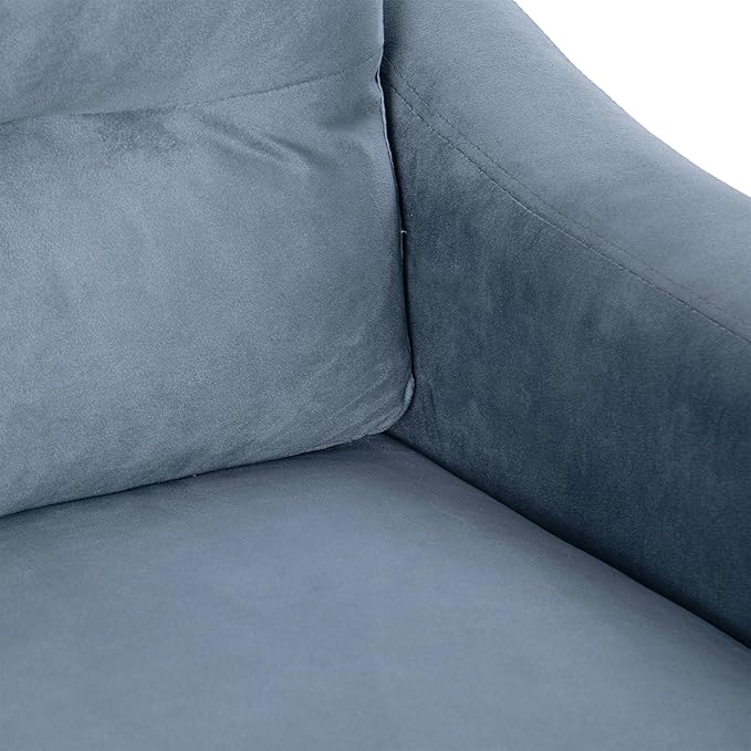 Velvet Upholstered 3 Seater SofaMordern Couch with Tufted Strip Back Cushion for LivingroomApartmentOfficeBlue Grey