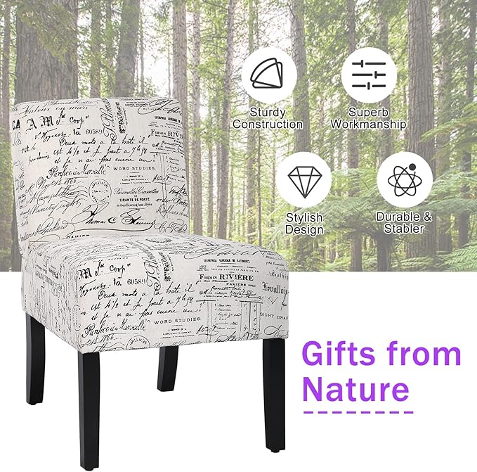 Armless Fabric Accent Chairs for Living Room Chairs Modern Arm Chair with Thick Cushion &amp Solid Wood Legs Reading Chairs for Bedrooms Chair Mid Century Sofa Club Chair Side Chairs for Living Ro