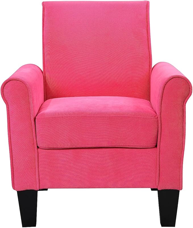 Accent Chairs Comfy Sofa Chair Armchair for Reading Living Room Bedroom Office Waiting Room Linen Fabric Pink