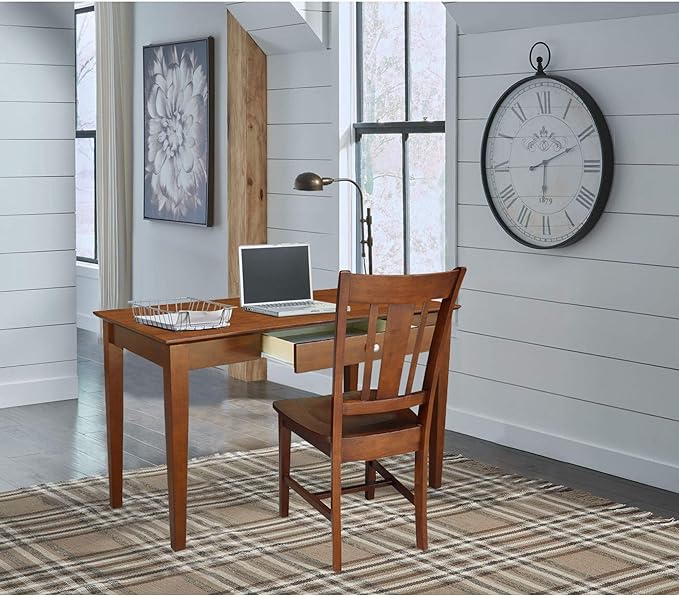 IC International Concepts Writing Desk With Drawer Solid Wood Real Parawood 48 W x 26 D x 30 H Easy Assembly Espresso