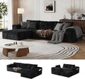 Boneless Sectional Couch Black L Shape Sofa Ottoman with Recliner Bed Memory Foam Modular Cloud No Bones in a Box Boundless Comfort for Living Room Compression Corduroy Fabric Deep Seat Easy Assembly