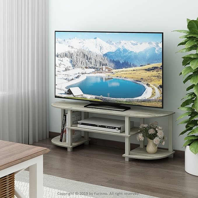 Furinno Turn-S-Tube Wide TV Entertainment Center Sonoma Oak/White 47. 25x13. 4x15. 9
