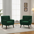 Accent Chair Modern Velvet Arm Chair for Living Room Bedroom Comfy High-Resilient Sponge Reading Chair for Small Spaces （Velvet Retro Green Set of 2