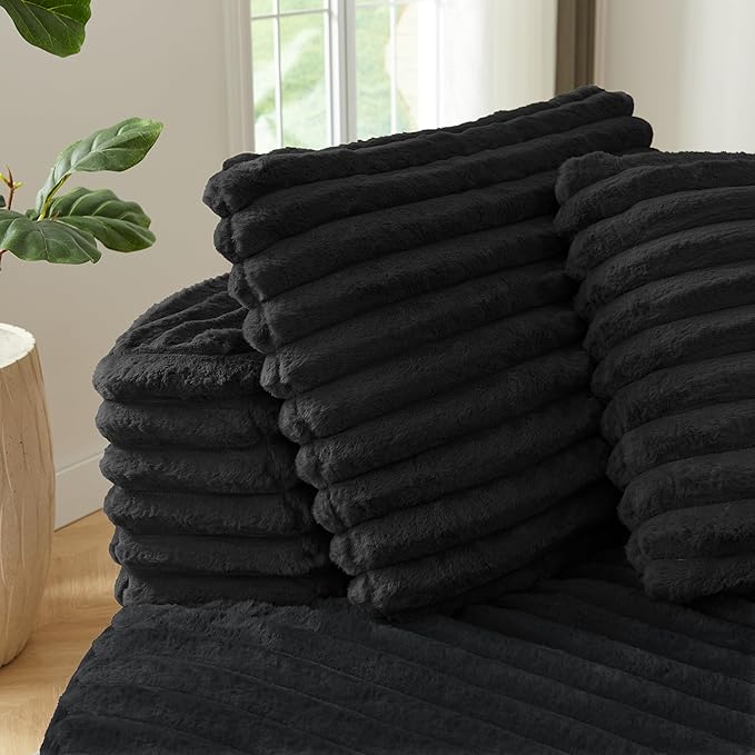 Modern Boneless Curved Sectional Sofa Oversized Minimalist L-Shape Corduroy Sponge Sofa with Round Chaise Comfy Sleeper Couch for Living Room Apartment Reception Spaces 4 Seat Black Left Chaise
