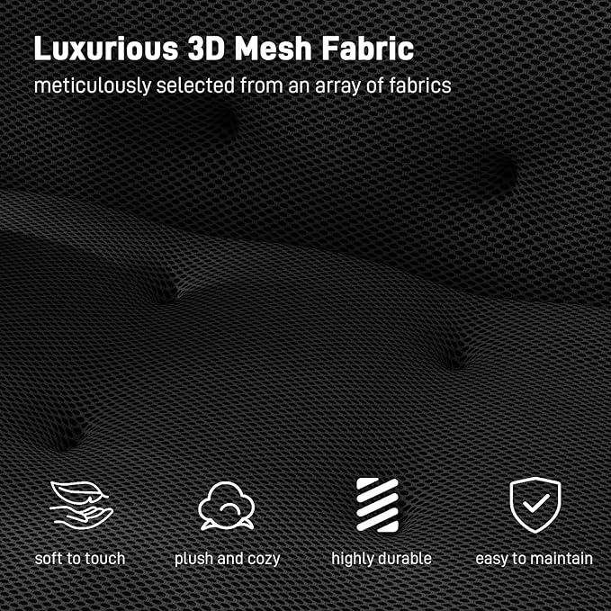 OUYESSIR 114 Boneless CouchCloud Couch3D Mesh Fabric Comfy Sofa3 Seater Modern Curved Sofa for Living RoomBedroom and ApartmentNo Assembly RequiredBlack