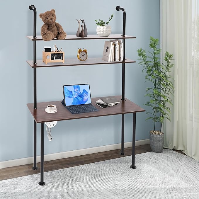 Wall Mounted Desk 47.2×20×79 3 Tiers Wall Mounted Desk Home Office Desks Wall Mount Computer Writing Table Portable Wall Mounted Desk for Homes Student Dormitories Living Rooms