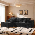 108 Modular Cloud Sofa High-Density Foam Sectional Couch Oversized Convertible L-Shaped Sofa Bed with Plush Fabric Deep Seats Wide Armrests Boneless Couches for Living Room Black