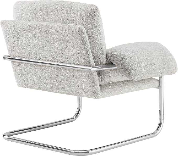 Modway Ansel Boucle Accent Chair in Newsprint - Fabric Lounge Chair for Living Room Bedroom - Upholstered Corner Reading Chair with Arms and Removable Cushions