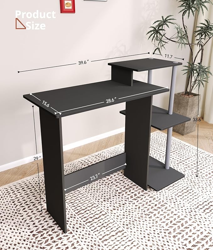 Small Study Desk Working Desk with Printer Shelf Small Table for Office Home Study Room