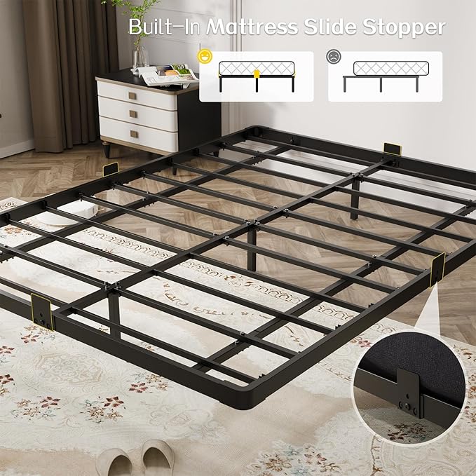 OLEVS Floating Bed Frame Queen Size with Smart LED Lights and Charging Station - Modern Metal Platform Bed Easy Assembly No Box Spring Needed
