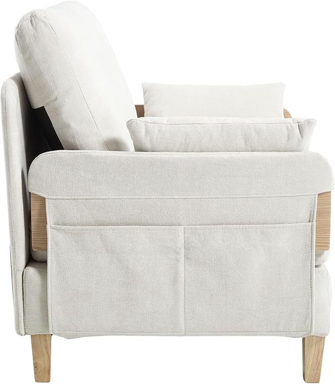 TTK 3-in-1 Foldable Sofa Bed Recliner Sleeper Mid-Century Modern Convertible Sofa Chair with 3 Pillows Space-Saving Design for Small Spaces Bedroom Study &amp Guest Room Beige