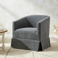 Swivel Accent Chair for Living Room 360° Upholstered Barrel Swivel Chairs with Skirted Base Modern Linen Armchairs for Bedroom Reading Nook Small Space Grey