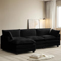 ROWHY 112'' Modular Sectional Cloud Couch with Movable Ottoman 4 Seat Modern Chenille Sofa with 2 Throw Pillows Deep Seat L Shaped Couch for Living Room Bedroom Apartment Black | Arrange Freedom P