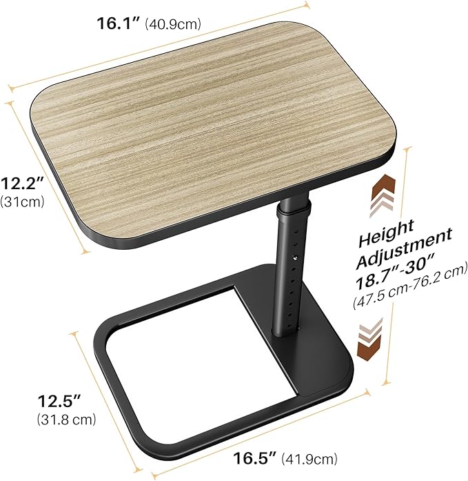 Adjustable Height TV Tray Table with Bumper Rounded Corner Design &amp Flip-top Side Table for Bedroom Living Room Bathroom and Study End Table for Eating Dinner or Laptop Gray