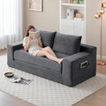 73 Convertible Sofa Bed Pull Out Boneless Loveseat Sleeper Sofa Corduroy Foldable Couch Bed with Storage Bag No Assembly Couch in a Box for Living Room Apartment (Grey)