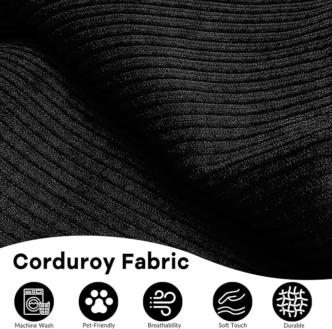 4-in-1 Corduroy Convertible Sleeper Sofa Bed 78.8 Boneless Couch with Pull-Out Bed No Assembly Required Futon Loveseat Floor Mattress with Stainless Fixed-Shape Frame for Living Room (Black) | Clo