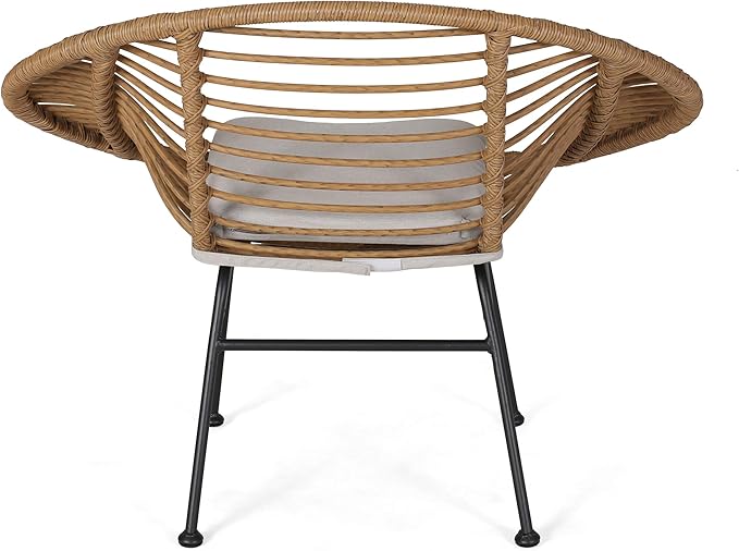 Christopher Knight Home Aleah Indoor Woven Faux Rattan Chairs with Cushions (Set of 2) Light Brown and Beige Finish