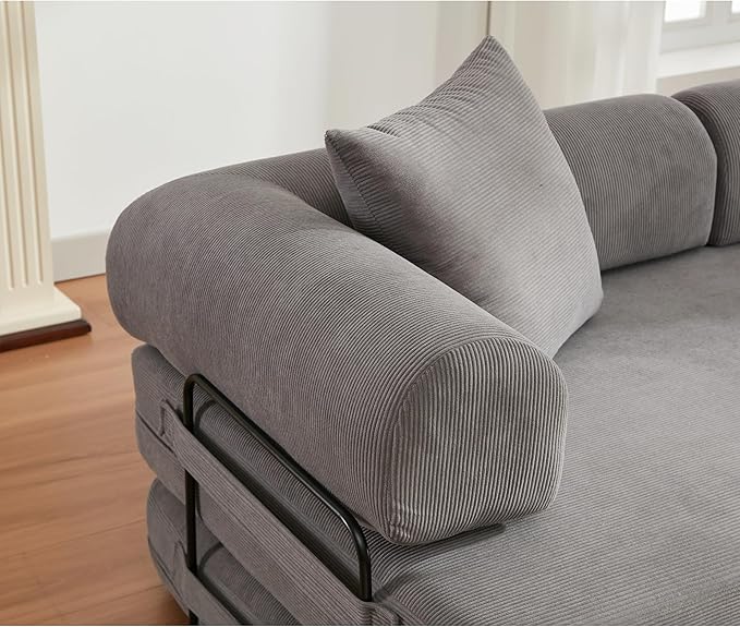 MYFUNSHOP Sleeper Sofa Bed4-in-1 Convertible Folding Boneless CouchFoldable Love Seat with Pillow Corduroy Floor Futon Couch for Living RoomBedroomLounge Studio