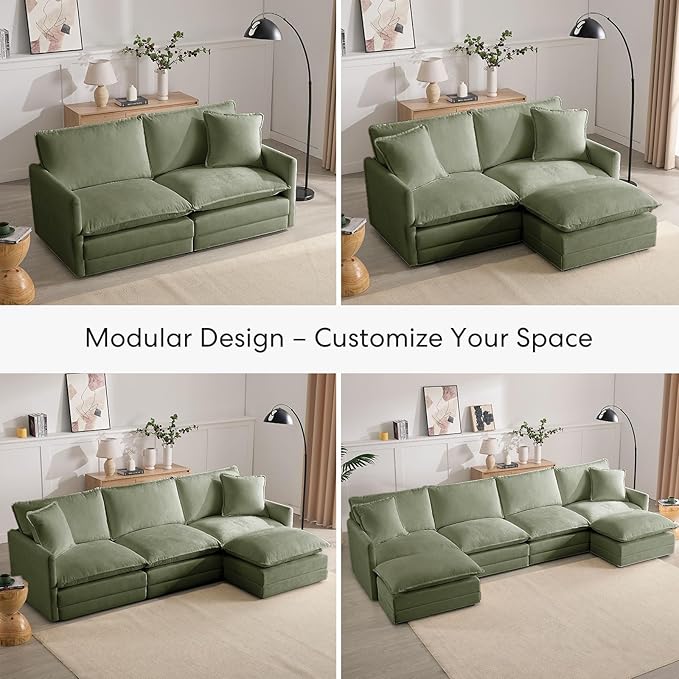 Chenille Oversized Accent Chair - 39”W Big Comfy Reading Chair Modular Cloud Chair Cozy Armchair for Living Room Bedroom Kids Room Family Room Reading Nook Sage Green