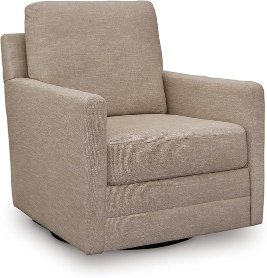 Signature Design by Ashley Freybourne Next-Gen Nuvella Casual Swivel Accent Chair with Reversible Cushions Light Brown