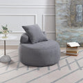 Generic 32 Solid Wood Lounge Chair with Pillow Easy to Move Modern Chenille Reading Chair High Stretch Round Sofa for Bedroom Living Room Lounge Hotel 3 Colors Light Gray