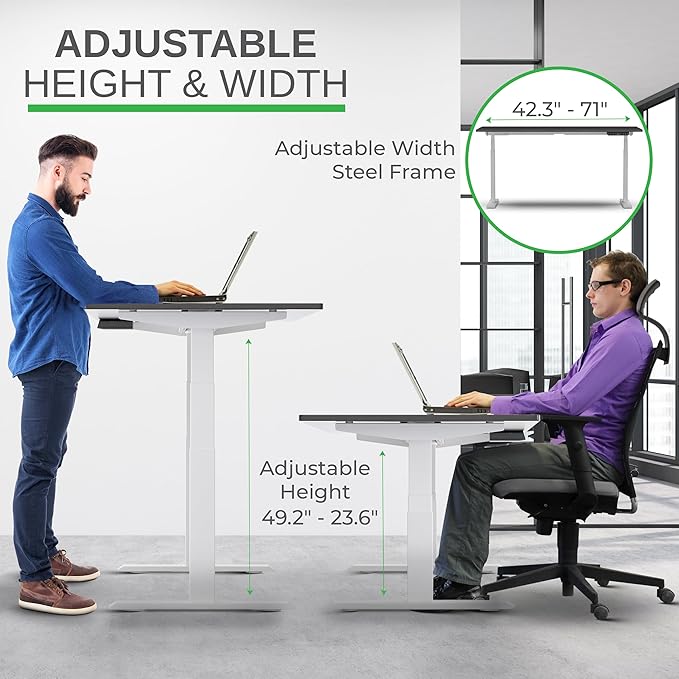 Rise Up Electric Standing Desk Dual Motor Wood Standing Table 48x30 Computer Sit Stand Rising Desk Home Office Ergonomics for Workstation or Gaming Height Adjustable