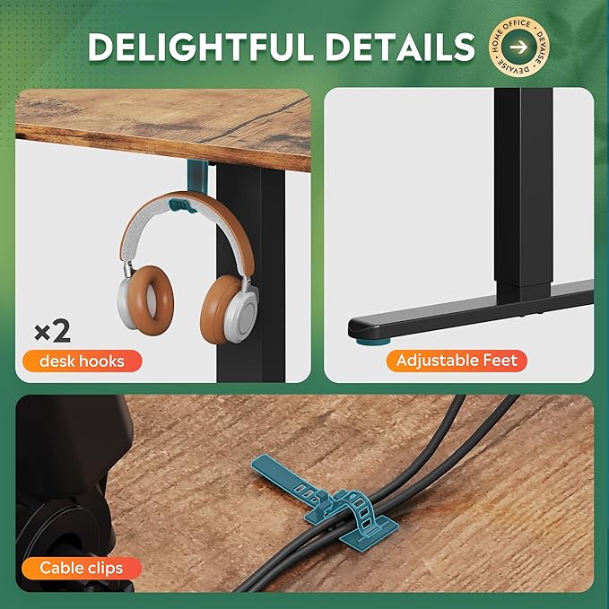DEVAISE L Shaped Standing Desk Adjustable Height Dual Motor Electric Corner Standing Desk 63x55 inch Sit Stand up Home Office Desk with Splice Board Rustic Brown