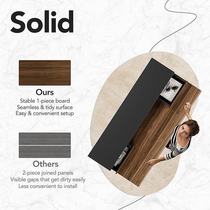 HUANUO Standing Desk with Drawers 48 Inches Electric Height Adjustable Desk with Storage Whole-Piece Board Sit Stand Up Desk with Monitor Shelf Black Walnut